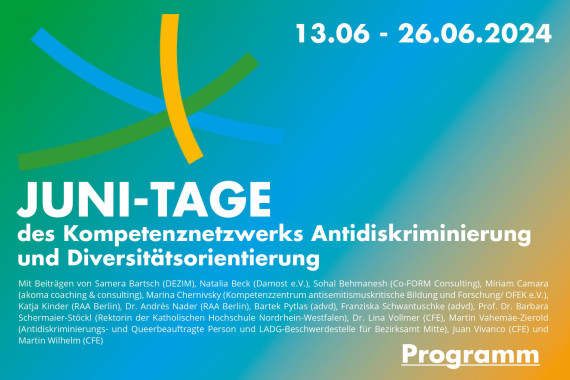 Juni-Tage des Kompetenznetzwerks Antidiskriminierung und Diversitätsorientierung 13.06.-26.06.2024